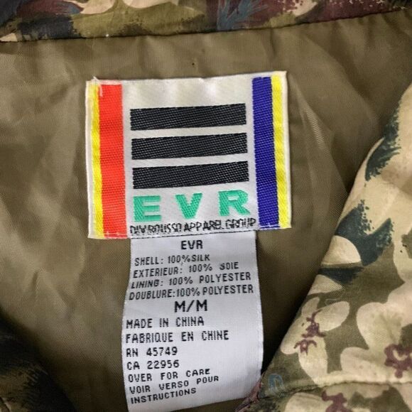 Vintage Silk Leopard Print Bomber Jacket M Green Floral Full Zip Pockets Lined - Picture 6 of 6